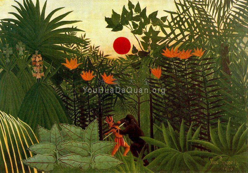 Negro Attacked by a Jaguar - 亨利·卢梭